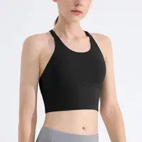 Thin Shoulder Strap Beautiful Back Sports Bra Women's Shockproof Push-up Underwear No Steel Ring Vest Sports Yoga Fitness Outer Wear sku image 14