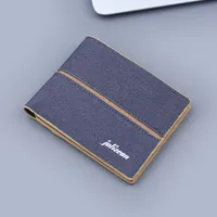 Canvas Men's Wallet Men's Card Holder One-piece Soft Cloth Men's Wallet Short Men's Wallet Factory In Stock Denim main image 2