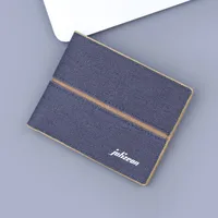 Canvas Men's Wallet Men's Card Holder One-piece Soft Cloth Men's Wallet Short Men's Wallet Factory In Stock Denim sku image 2
