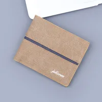 Canvas Men's Wallet Men's Card Holder One-piece Soft Cloth Men's Wallet Short Men's Wallet Factory In Stock Denim sku image 3