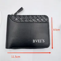 New  Wallet Men's Short Horizontal Zipper Wallet 20% Fold Coin Wallet Woven Pattern Stitching Wallet main image 4