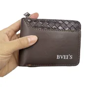New  Wallet Men's Short Horizontal Zipper Wallet 20% Fold Coin Wallet Woven Pattern Stitching Wallet main image 5