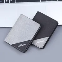 Canvas Men's Wallet Vertical Denim Short Wallet Card Holder Integrated Mini Folding Small Wallet Men's Simple main image 1