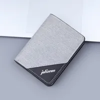 Canvas Men's Wallet Vertical Denim Short Wallet Card Holder Integrated Mini Folding Small Wallet Men's Simple sku image 5