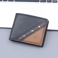 Men's Wallet Short Stitching With Zipper Three-fold Men's Wallet Multi-card Holder Men's Wallet Large Capacity Card Holder For Men sku image 1