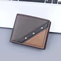 Men's Wallet Short Stitching With Zipper Three-fold Men's Wallet Multi-card Holder Men's Wallet Large Capacity Card Holder For Men sku image 2