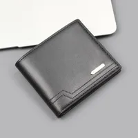 Men's Short Wallet Men's Card Holder One Men's Wallet Horizontal Dollar Bag Ultra-thin Soft Leather New Wallet sku image 1