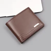 Men's Short Wallet Men's Card Holder One Men's Wallet Horizontal Dollar Bag Ultra-thin Soft Leather New Wallet sku image 2