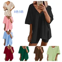 Sportswear  New  Fashion Short-sleeved T-shirt Women's Casual Two-piece High Waist Slimming Shorts main image 1