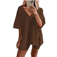 Sportswear  New  Fashion Short-sleeved T-shirt Women's Casual Two-piece High Waist Slimming Shorts main image 2