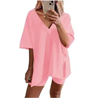 Sportswear  New  Fashion Short-sleeved T-shirt Women's Casual Two-piece High Waist Slimming Shorts main image 3