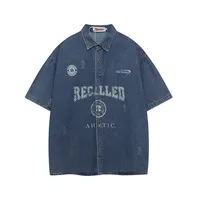 Jiayiku Men's  Summer Shirt American Retro Ins Trend Washed Denim Short Sleeve Loose Jacket main image 1