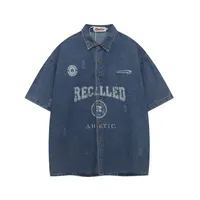 Jiayiku Men's  Summer Shirt American Retro Ins Trend Washed Denim Short Sleeve Loose Jacket main image 5