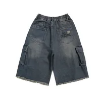 Jiayiku Men's  New American Style Retro Washed Rough Edge Tooling Denim Shorts Loose Straight Pants main image 2