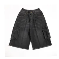 Jiayiku Men's  New American Style Retro Washed Rough Edge Tooling Denim Shorts Loose Straight Pants main image 3