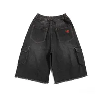 Jiayiku Men's  New American Style Retro Washed Rough Edge Tooling Denim Shorts Loose Straight Pants main image 4