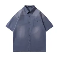 Jiayiku Men's Clothing  New Retro Fashion Brand Shirt Washed And Distressed Handsome National Trend Shirt Short-Sleeved Men And Women sku image 6