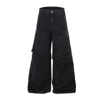 Men's American Street Style Mecha Heavy-Duty Workwear Jeans High Street Ro Style Washed Loose Wide-Leg Pants main image 1