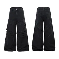 Men's American Street Style Mecha Heavy-Duty Workwear Jeans High Street Ro Style Washed Loose Wide-Leg Pants main image 5