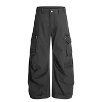 Jiayiku Men's  High-end Feeling Duffy Handsome American Retro Washed Crowdclothes Trendy Brand Machete Wide-leg Casual Pants sku image 5