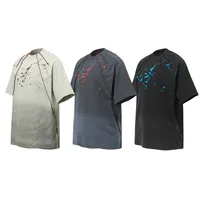 Jiayiku  Summer T-Shirt Men's American Retro Trendy Brand Burnt Flower Hole Heavy Industry Raw Edge Washed T-Shirt Short-Sleeved Men main image 4