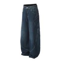 Jiayiku Men's  American High Street Retro Washed Jeans Loose Vibe Scimitar Wide Leg Pants For Men And Women main image 2