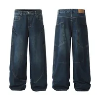 Jiayiku Men's  American High Street Retro Washed Jeans Loose Vibe Scimitar Wide Leg Pants For Men And Women main image 5