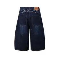 Jiayiku Trendy Brand  Summer Men's American Retro Washed Denim Shorts Straight-Leg Stylish Curved Shorts main image 1
