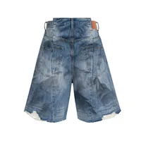 Jiayiku Men's Wear Waste Soil Dirty Dyed American High Street Heavy Washing Destruction Denim Pants Men's Wide Leg Shorts main image 2