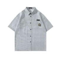 Jiayiku Men's  Summer Shirt New Style Retro Vintage Campus Style Floral Stripesd Shirt Short Sleeves main image 1