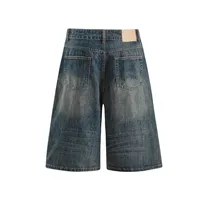 Jiayiku Men's Summer Denim Mid-Pants Men's American Fashion Brand Washed Bamboo Pattern Denim Shorts Loose Cropped Pants main image 3