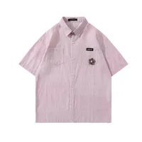 Jiayiku Men's  Summer Shirt New Style Retro Vintage Campus Style Floral Stripesd Shirt Short Sleeves main image 2
