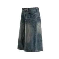 Jiayiku Men's Summer Denim Mid-Pants Men's American Fashion Brand Washed Bamboo Pattern Denim Shorts Loose Cropped Pants main image 4