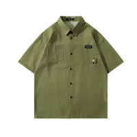 Jiayiku Men's  Summer Shirt New Style Retro Vintage Campus Style Floral Stripesd Shirt Short Sleeves main image 3