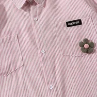 Jiayiku Men's  Summer Shirt New Style Retro Vintage Campus Style Floral Stripesd Shirt Short Sleeves main image 4