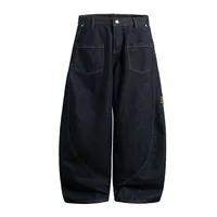 Jiayiku Trendy Brand  American Retro Washed Jeans Personalized Scimitar Pants Cleanfit Pants High Quality main image 2