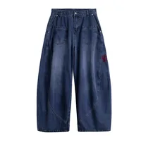 Jiayiku Trendy Brand  American Retro Washed Jeans Personalized Scimitar Pants Cleanfit Pants High Quality main image 3
