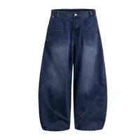 Jiayiku Trendy Brand  American Retro Washed Jeans Personalized Scimitar Pants Cleanfit Pants High Quality main image 4