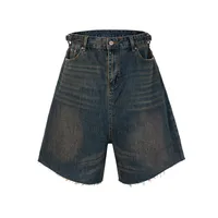 Jiayiku Men's  Summer Shorts  Street Fashion Brand Washed Mud-Dyed Cut Raw Edge Denim Pants main image 1