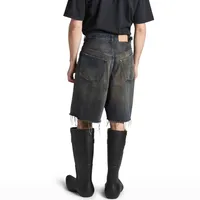 Jiayiku Men's  Summer Shorts  Street Fashion Brand Washed Mud-Dyed Cut Raw Edge Denim Pants main image 3