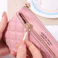 LENGRUI New Double Zipper Leather Bag Long Wallet Women's Simple Large Capacity Zipper Clutch Bag main image 3