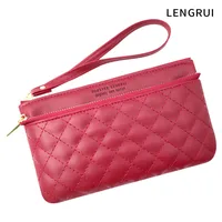 LENGRUI New Double Zipper Leather Bag Long Wallet Women's Simple Large Capacity Zipper Clutch Bag sku image 2