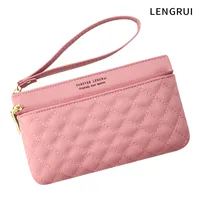 LENGRUI New Double Zipper Leather Bag Long Wallet Women's Simple Large Capacity Zipper Clutch Bag sku image 5