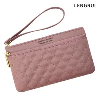 LENGRUI New Double Zipper Leather Bag Long Wallet Women's Simple Large Capacity Zipper Clutch Bag sku image 6