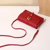New Style Mobile Phone Bag Women's Fashionable Shoulder Crossbody Small Bag Cover Magnetic Buckle Multi-Layer Advanced Texture Mini Mobile Phone Bag main image 3