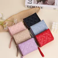 New Women's Short Wallet Simple Fashion Embroidered Love Women's Three-fold Card Bag Multi-card Wallet Wallet main image 1
