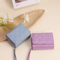 New Women's Short Wallet Simple Fashion Embroidered Love Women's Three-fold Card Bag Multi-card Wallet Wallet main image 2