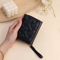 New Women's Short Wallet Simple Fashion Embroidered Love Women's Three-fold Card Bag Multi-card Wallet Wallet sku image 1