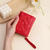 New Women's Short Wallet Simple Fashion Embroidered Love Women's Three-fold Card Bag Multi-card Wallet Wallet sku image 2
