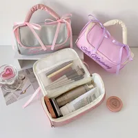 Ins Simple Large Capacity Portable Storage Bag Student High-value Stationery Pencil Case PU Portable Wash Bag Storage Bag main image 4